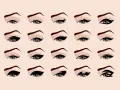 Ilustración de ojos con diferentes estilos de cat eye makeup, desde sutiles hasta dramáticos, mostrando la versatilidad del delineado.