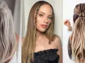 Peinados aesthetic: moño alto pulido, trenzas finas enmarcando el rostro y recogido trenzado con detalles.