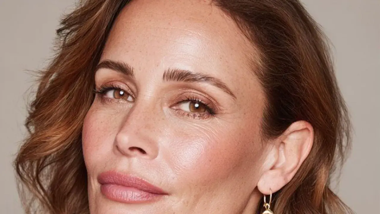 Mujer con maquillaje natural piel madura, realzando su belleza con tonos suaves y luminosos.
