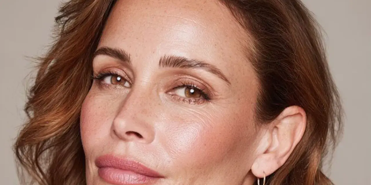 Mujer con maquillaje natural piel madura, realzando su belleza con tonos suaves y luminosos.