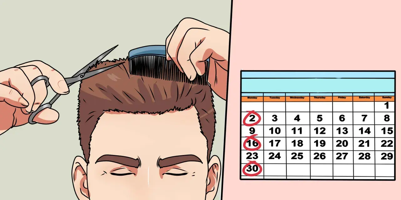 Un hombre se corta el pelo, preparándose para un corte militar. Un calendario muestra fechas marcadas, quizás para citas o recordatorios.