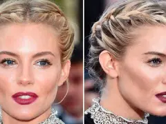 Peinados pelo corto para bodas invitadas: trenzas de diadema, un look elegante y juvenil.