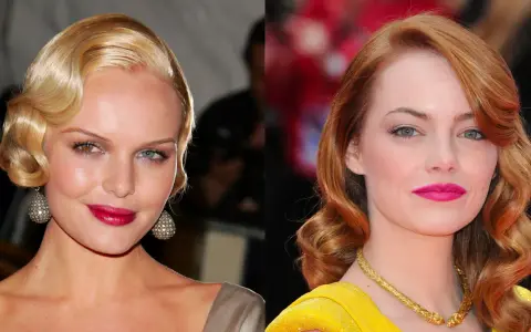 Dos mujeres con peinados años 20: una rubia con ondas marcadas y otra pelirroja con rizos elegantes.