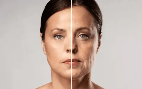Comparación de un rostro joven y tonificado con uno envejecido, mostrando el efecto del tiempo y la posibilidad de tonificar cara.