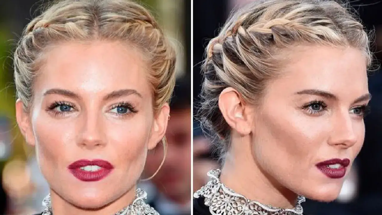 Peinados pelo corto para bodas invitadas: trenzas de diadema, un look elegante y juvenil.