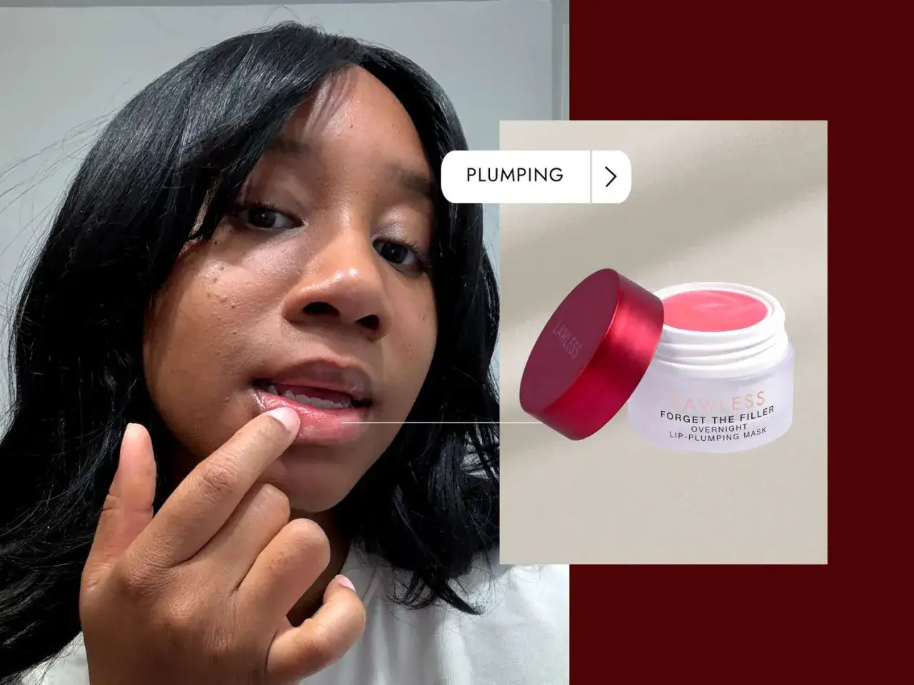 Una mujer se aplica una mascarilla para labios. Descubre cómo hidratar los labios al instante con este producto.