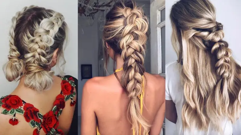 Tres estilos de peinados con trenzas: recogido doble, trenza de espiga y trenza lateral. ¡Ideas de trenzas para inspirarte!